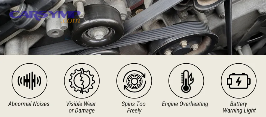 What visual belt-tracking clues separate tensioner problems from idler pulley wear?