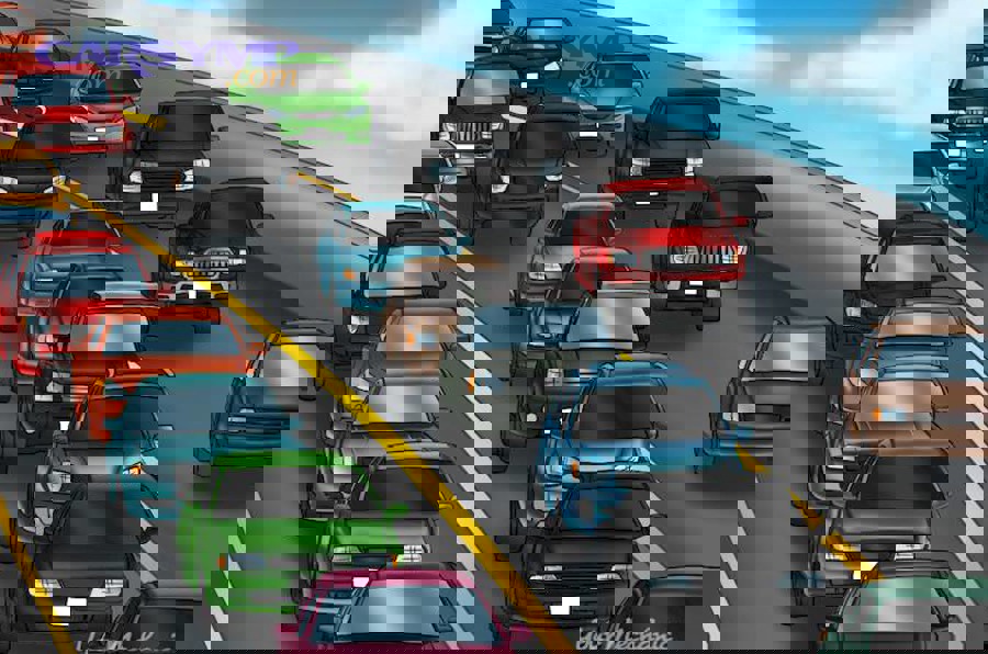 1 How to Safely Drive in Stop and Go Traffic A freeway with heavy traffic