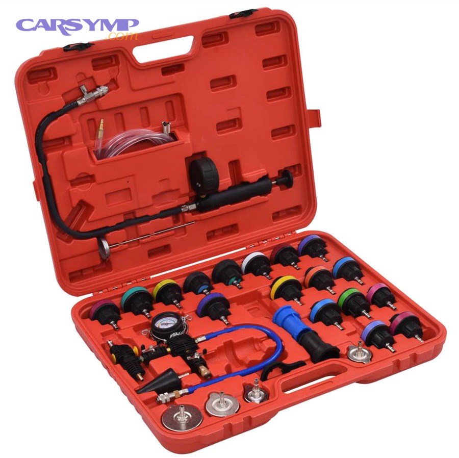 Radiator pressure tester kit used to pressurize the cooling system and find leaks