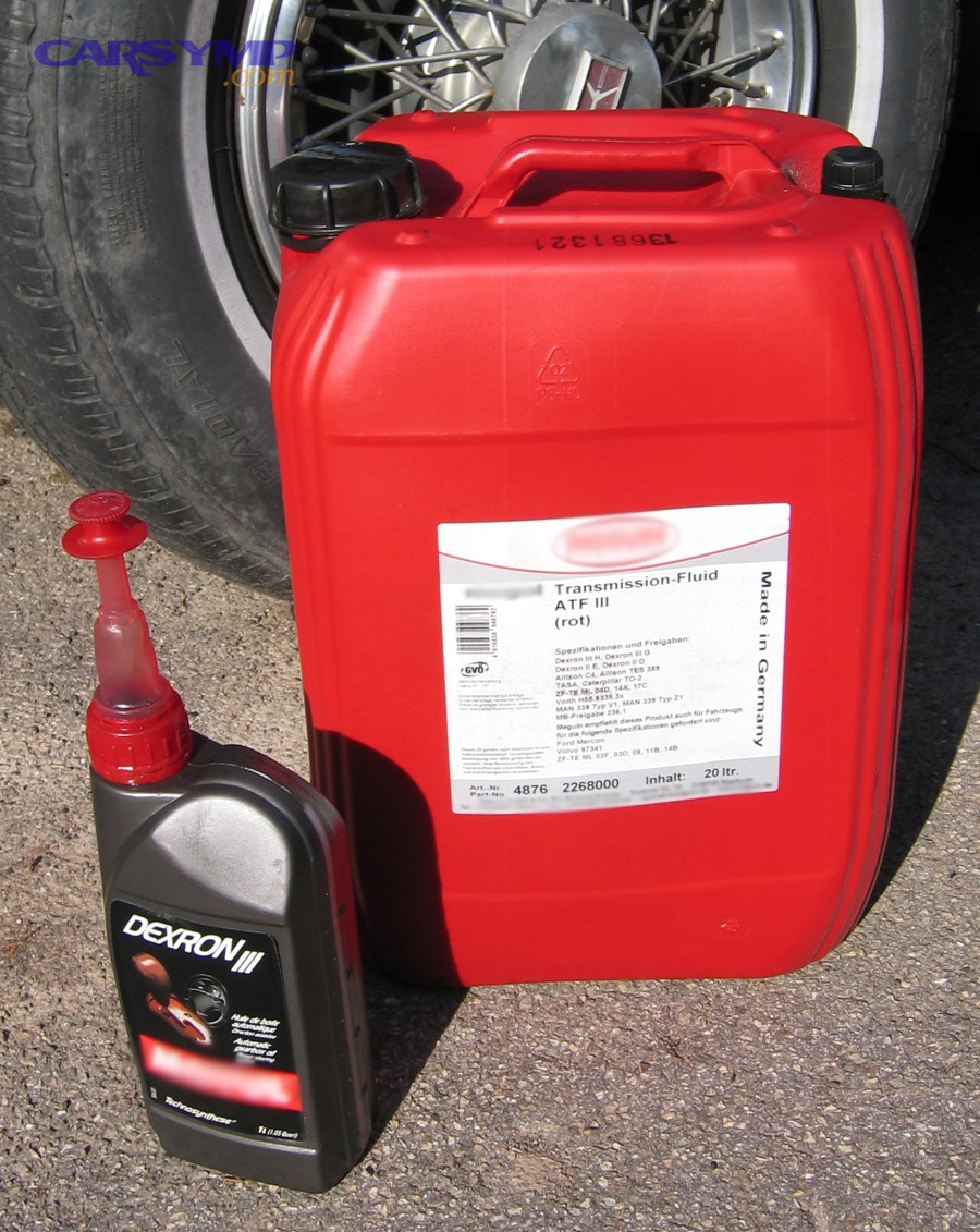 Automatic transmission fluid containers used for transmission service