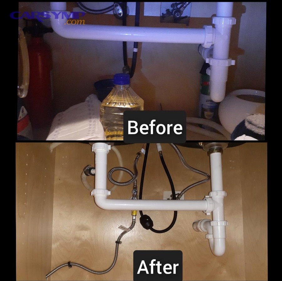 Under-sink plumbing repair example