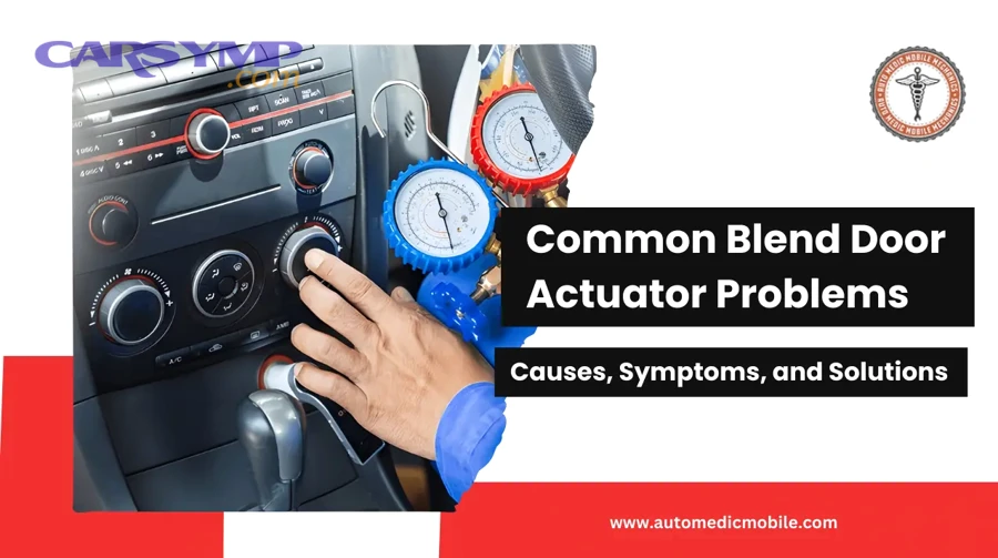 Why does the temperature get stuck on hot or cold during a blend door issue?