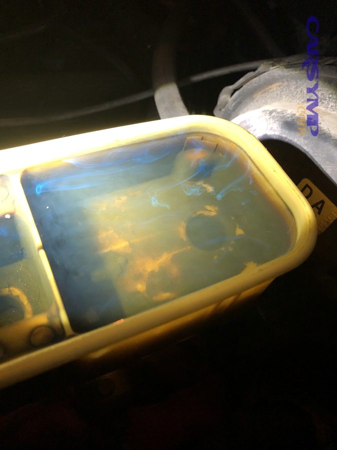 What signs point to master cylinder trouble versus an external under-hood leak?