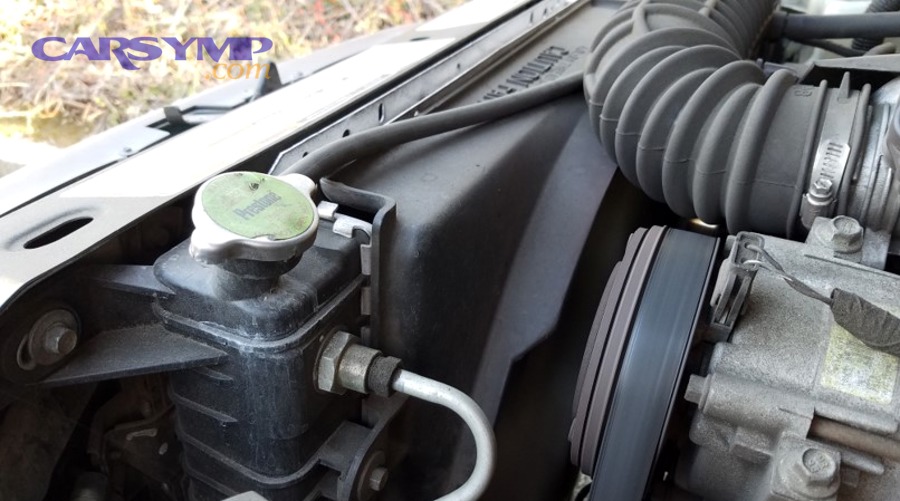 Radiator top and radiator cap area