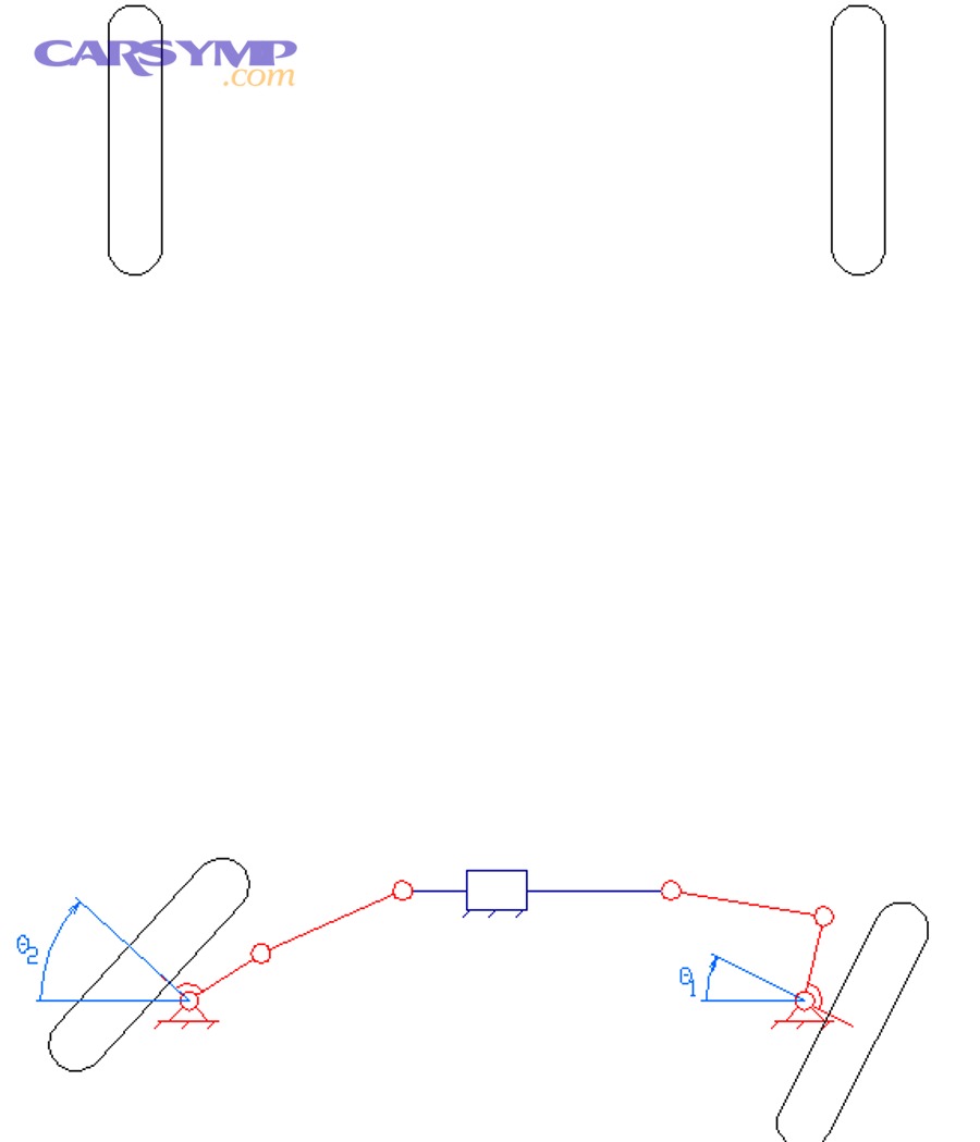 Rack and pinion steering linkage animation showing rack movement pushing tie rods
