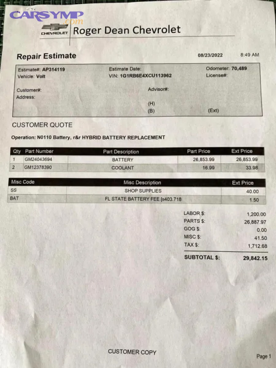How much does the battery itself usually cost?