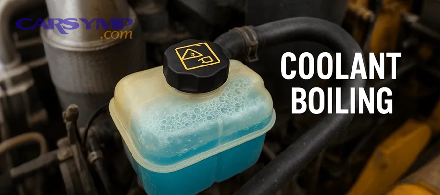 Coolant expansion tank and radiator layout in a vehicle front bay