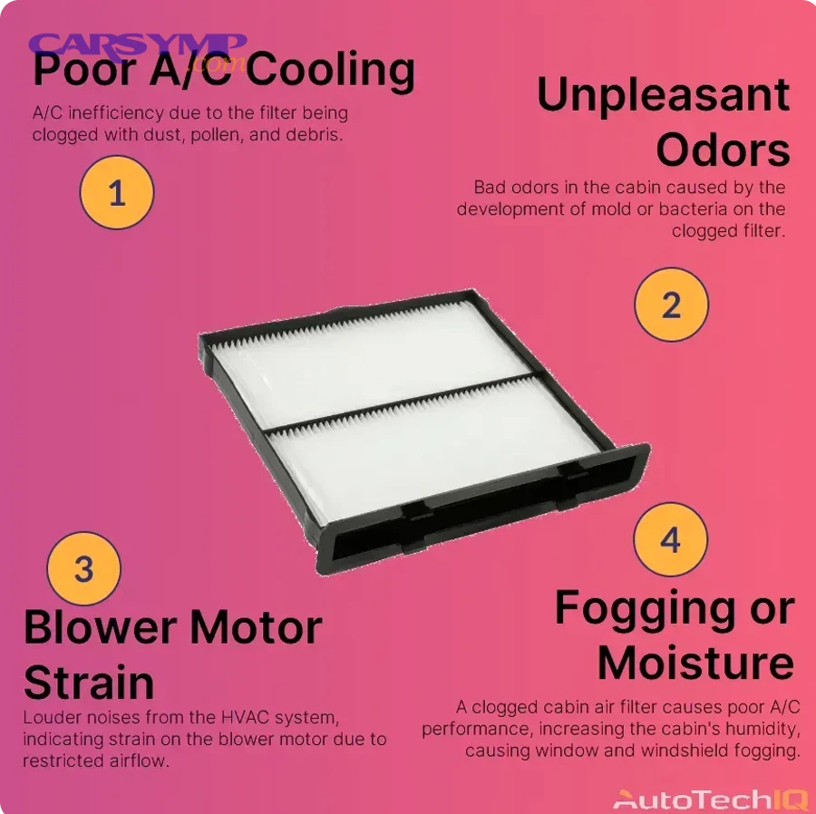 Why does a dirty cabin filter create a musty smell from vents?