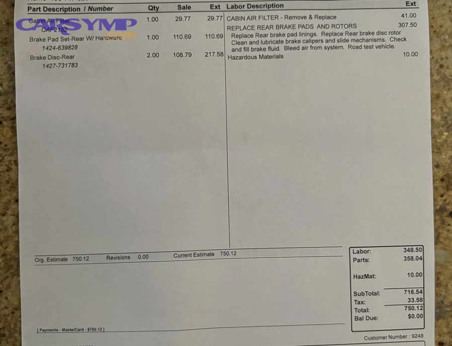 Why can front and rear brake pad estimates be different?