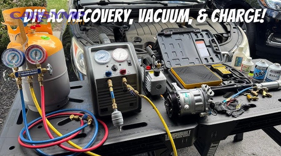 How do you connect the gauge set and vacuum pump without introducing air?