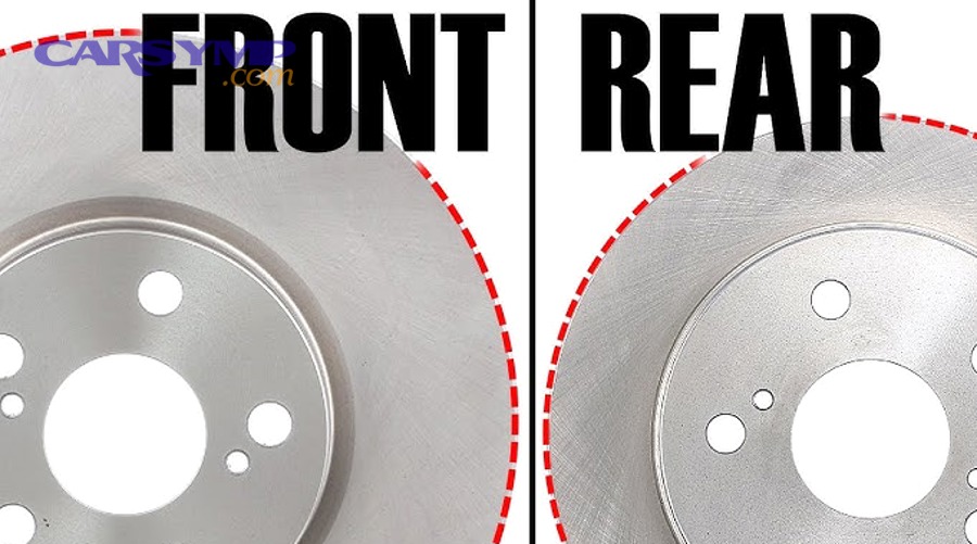 Which hardware features make front and rear pads physically different?