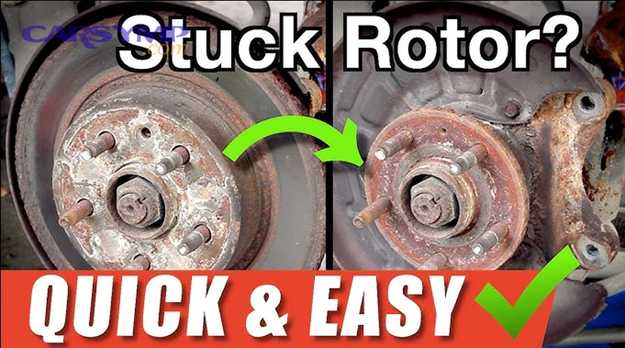 How do you remove stuck rotor retaining screws step-by-step?