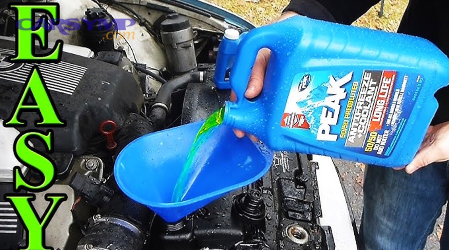 Refilling coolant into a radiator or reservoir after draining