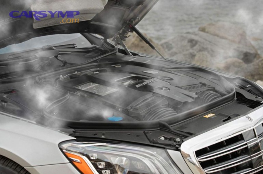 Coolant reservoir MIN and MAX marks showing correct coolant level check