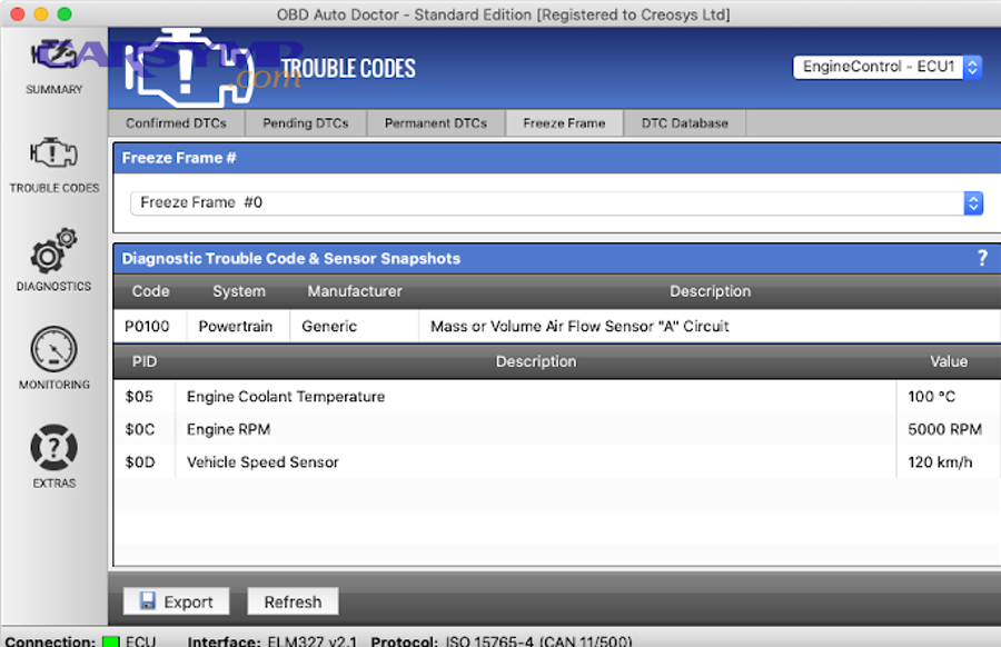obd freeze frame macos