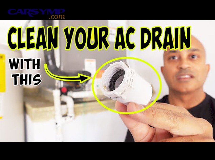 How do you unclog the AC drain line step-by-step to stop smell?