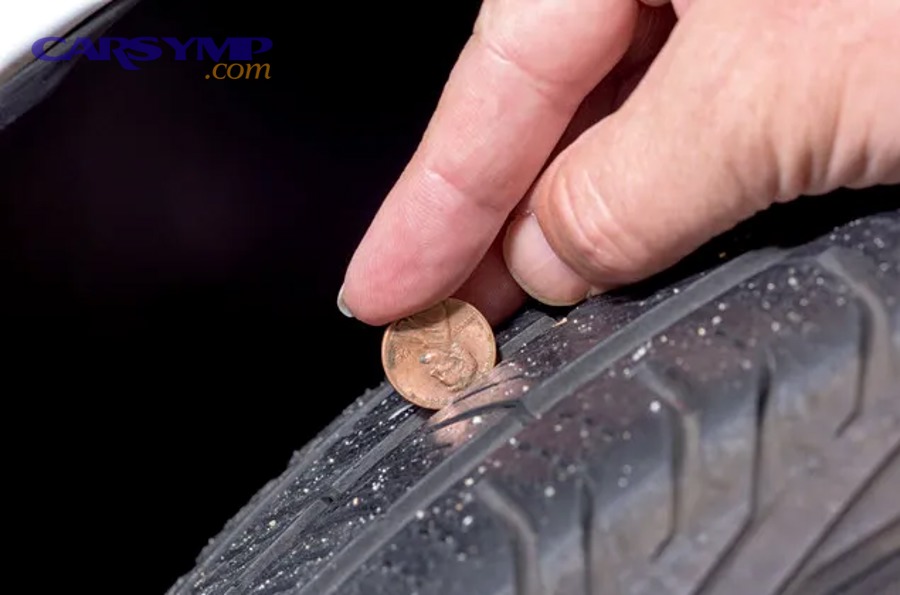 How can you measure tread depth at home and interpret wear indicators?