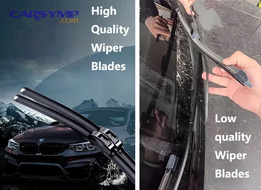 mechanic installing wiper blades on car windshield in professional auto shop