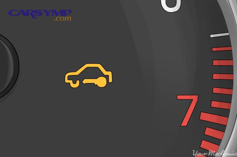 Dashboard warning lights including security indicators