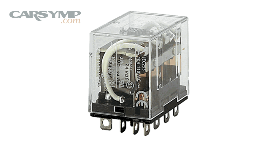 animated relay operation showing electromagnetic coil attracting armature