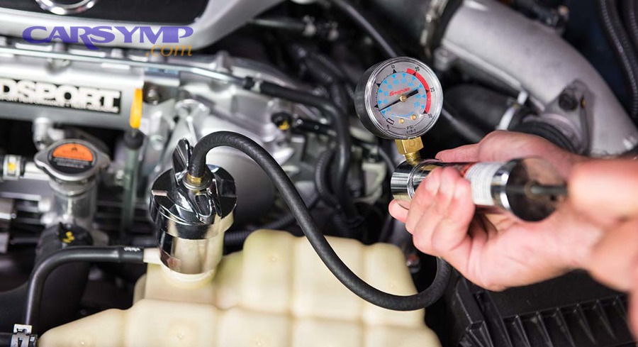 Radiator cap cross-section diagram showing spring and pressure valve