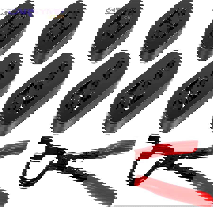 Exhaust hanger explanation reference page with example images and placement information