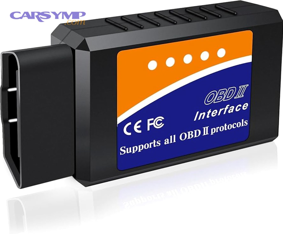 OBD2 port location example under dashboard diagram with highlighted area