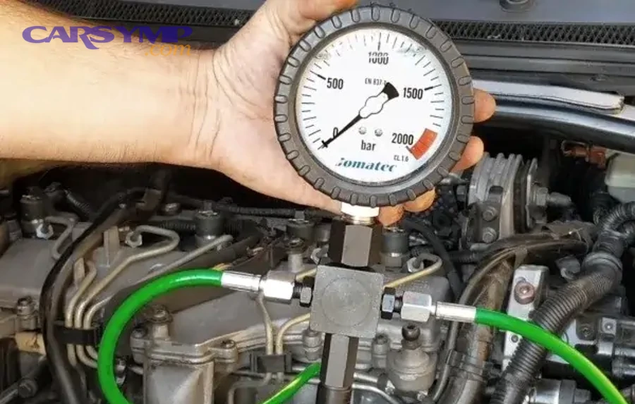 Simple fuel pressure gauge setup diagram for checking fuel delivery