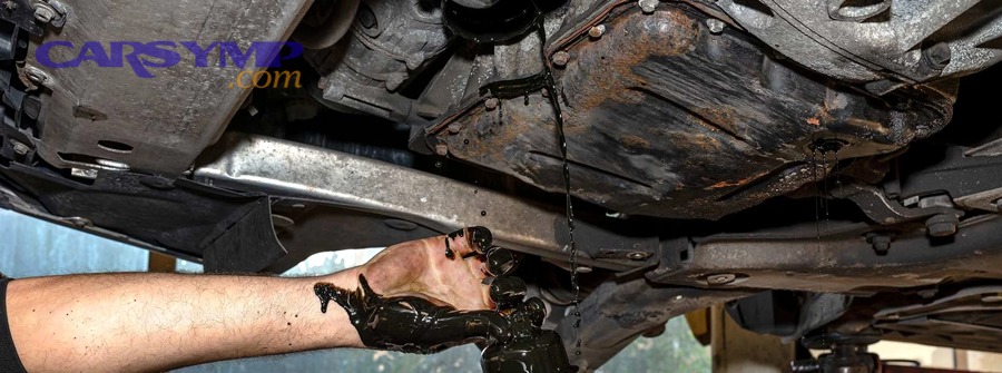 Diagram illustrating rear main seal oil leak causes and location concept