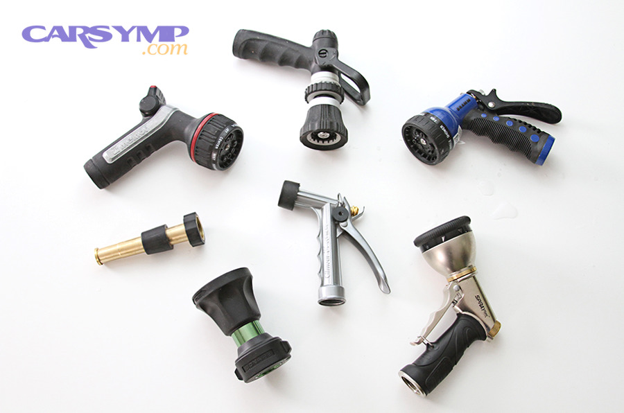 Assorted hose accessories and connectors used for garden hose repair and replacement