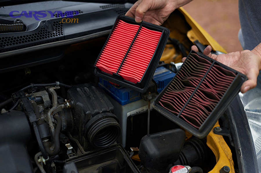 Cabin air filter element removed from vehicle