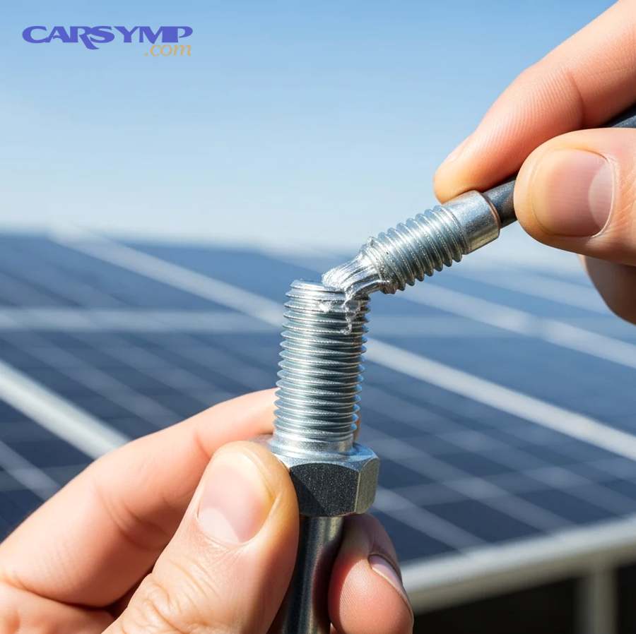 Close-up photo of metal threaded rod showing thread profile