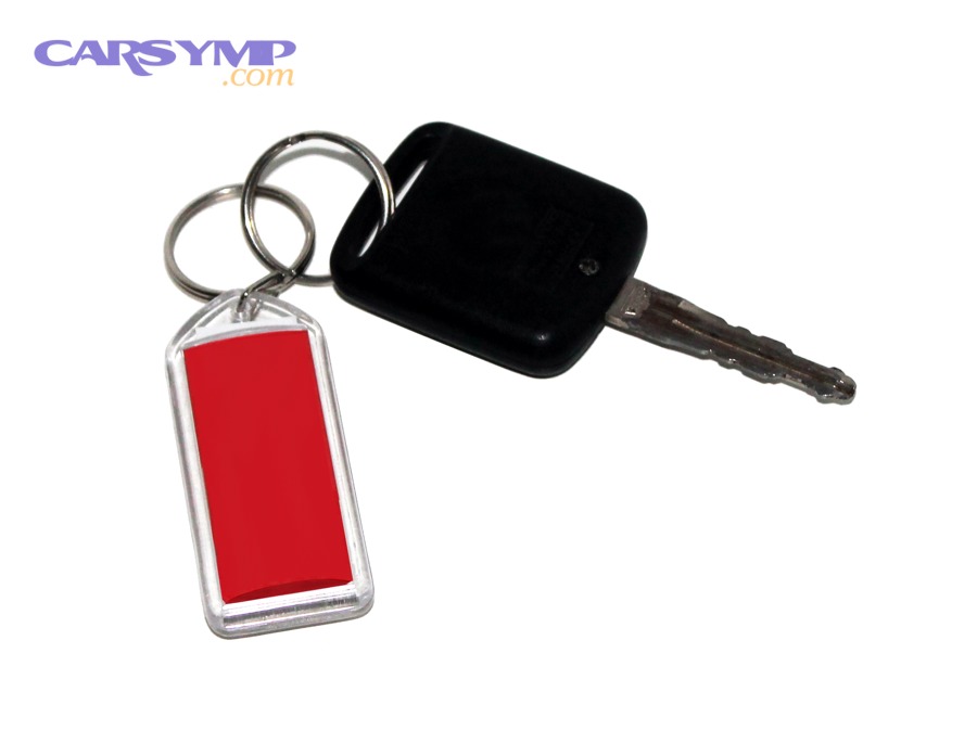 Car keys and key fob on a keychain