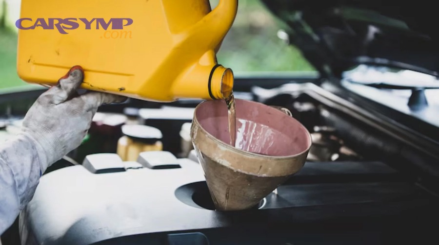 Engine oil filler cap on an engine