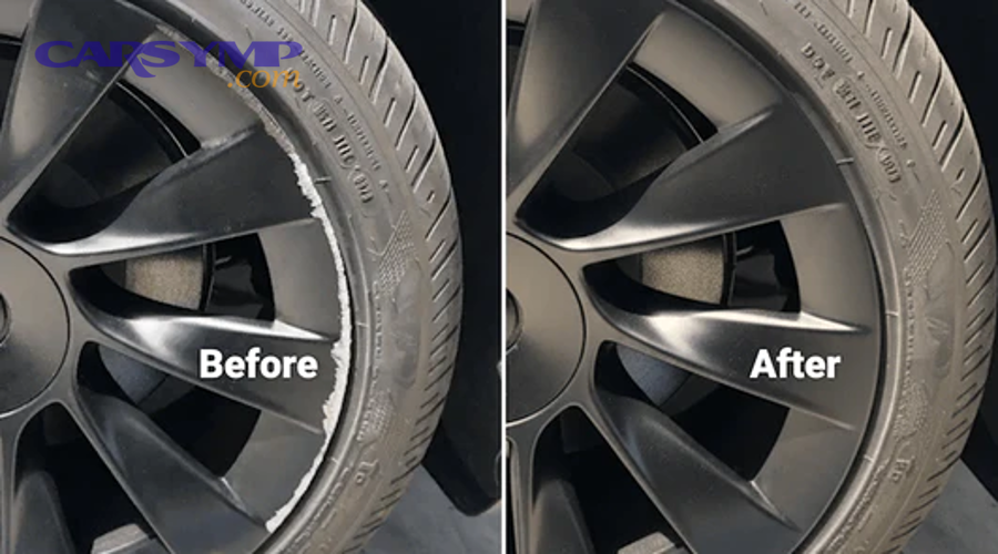 DIY curb rash repair kit materials including sandpaper paint and clear coat