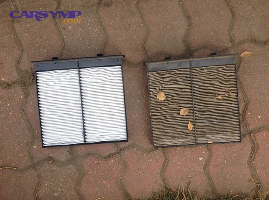 Different cabin air filter elements including particle and activated carbon types