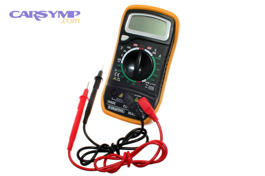 Digital multimeter used for automotive voltage testing