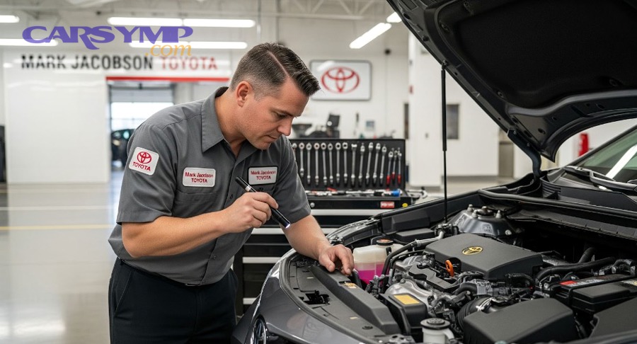 Diagram showing pry bar checking ball joint play