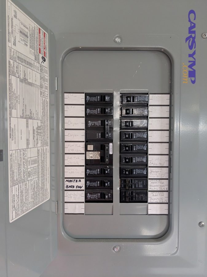 Electrical panel opened rotated