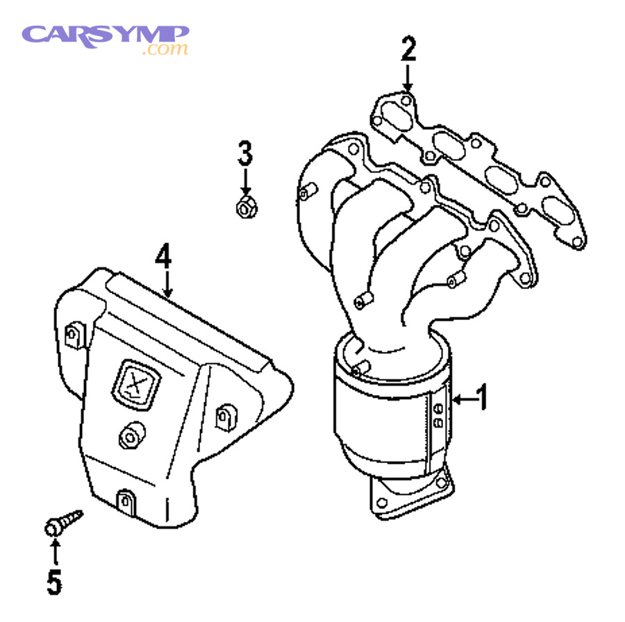 Exhaust manifold diagram showing manifold and gasket where upstream leaks can occur