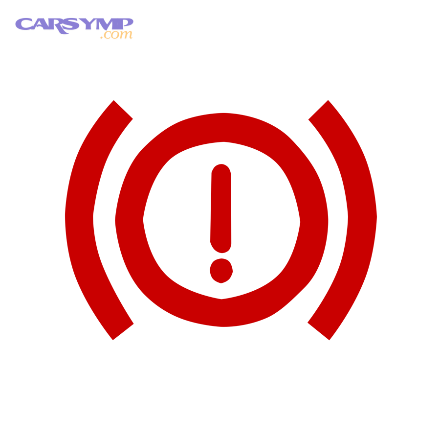 Red brake warning light icon often used for parking brake or brake system alerts