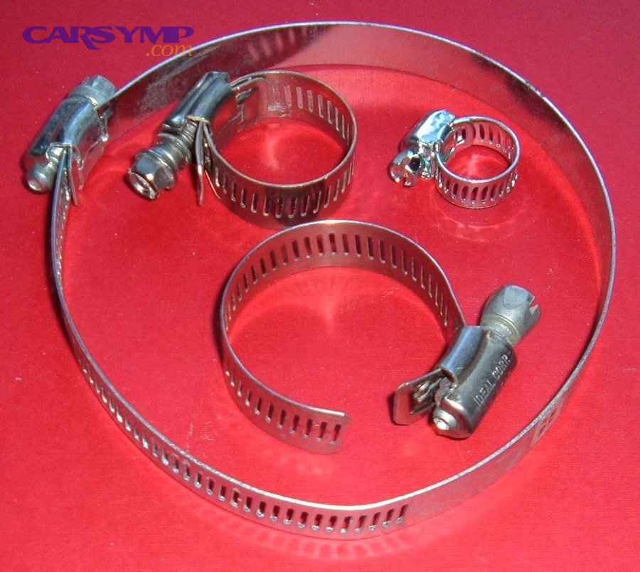 Assorted screw/band (worm-drive) hose clamps of different sizes