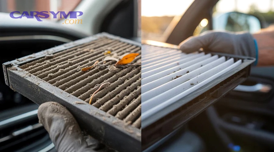 Engine air filter seated inside a car airbox