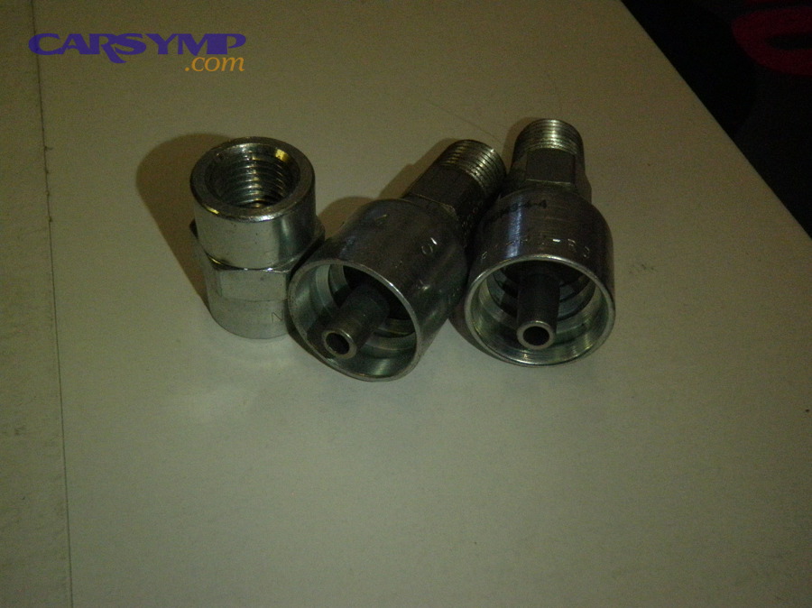 Hydraulic hose fittings showing end connections that must match hose construction