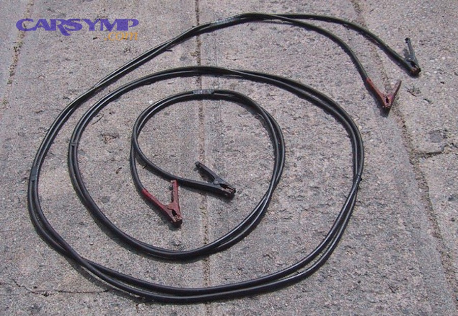 Jumper cables used for jump-starting a dead or weak car battery