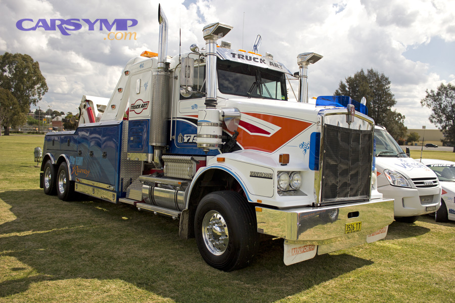 Tow truck parked and ready for roadside towing