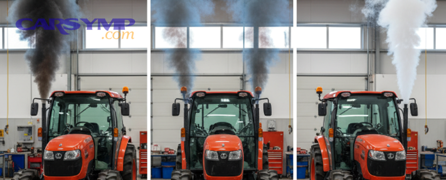 Close-up of vehicle exhaust with visible smoke