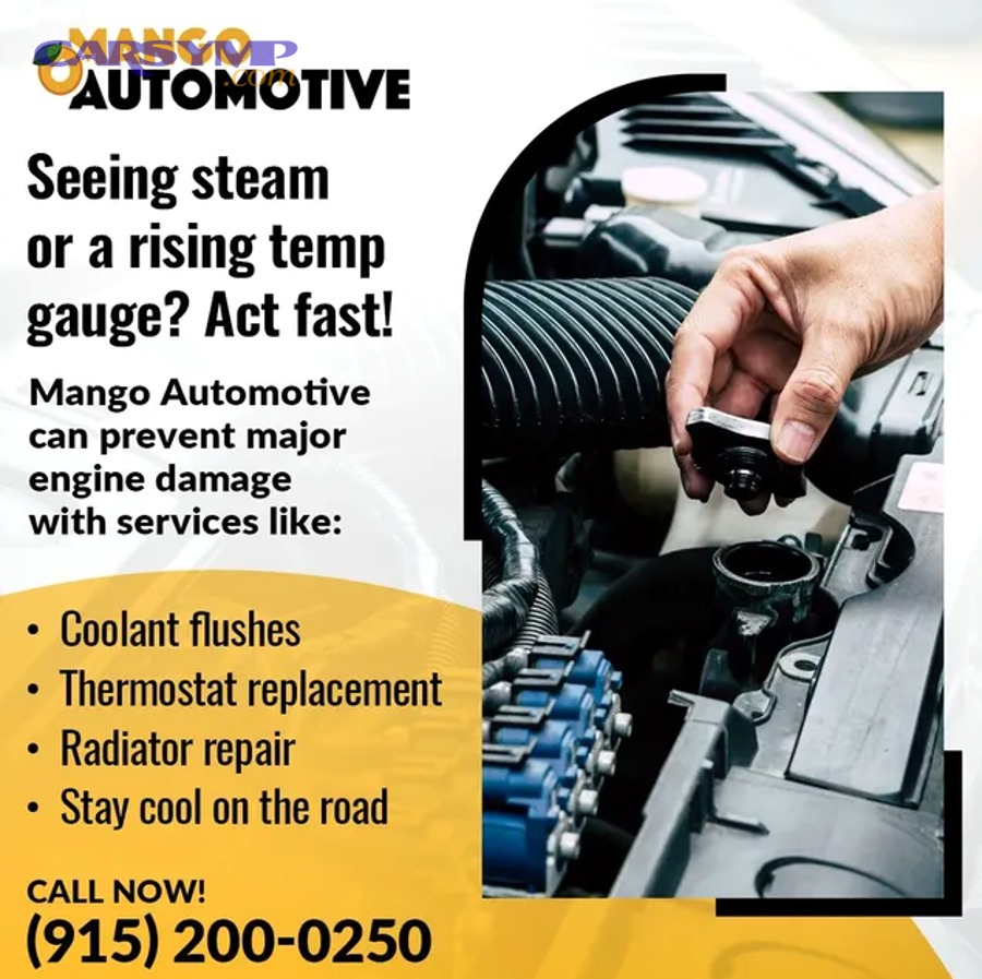 Diagram of a typical engine cooling system showing radiator, thermostat, water pump, and hoses