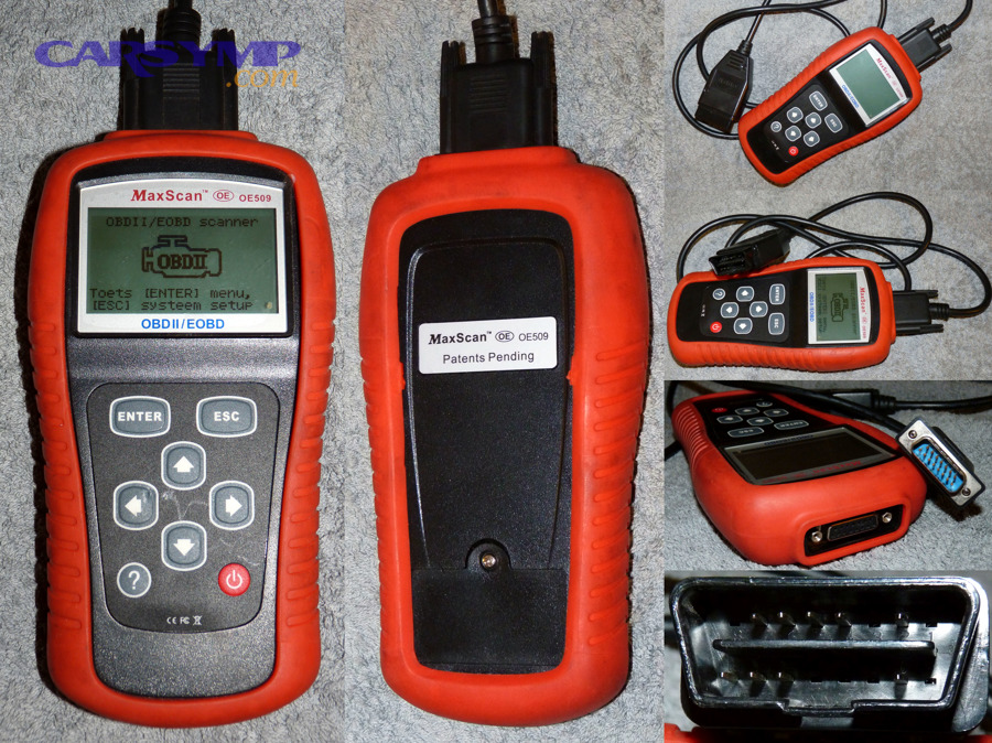Handheld OBD-II scan tool used to read misfire codes, fuel trims, and live data