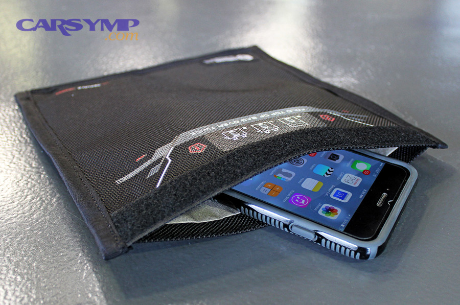 Faraday bag example used to block wireless signals